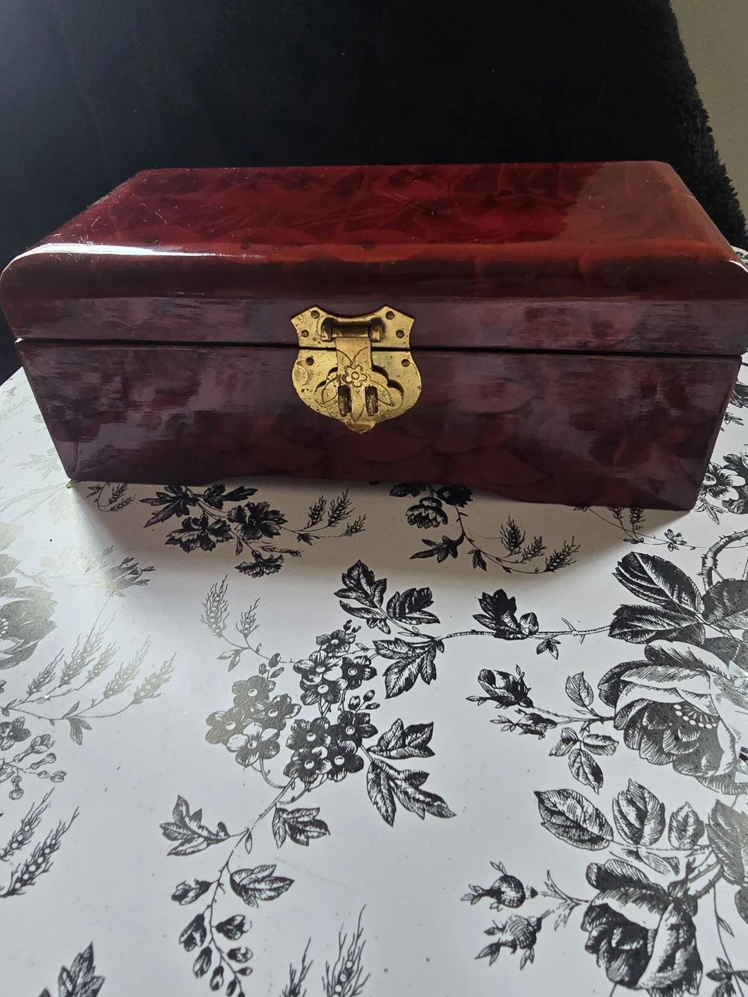 Vintage Lacquer Jewelry Box with Brass Clasp - photo 3