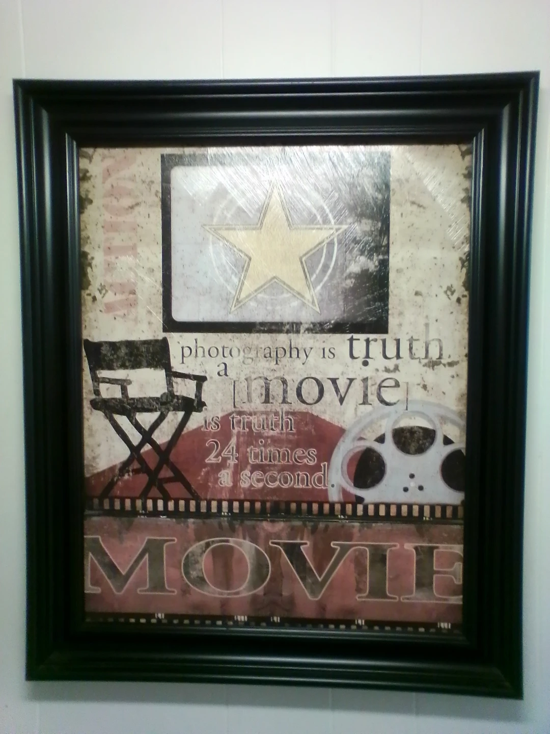 Framed Movie Art Print with Film Reel Design
