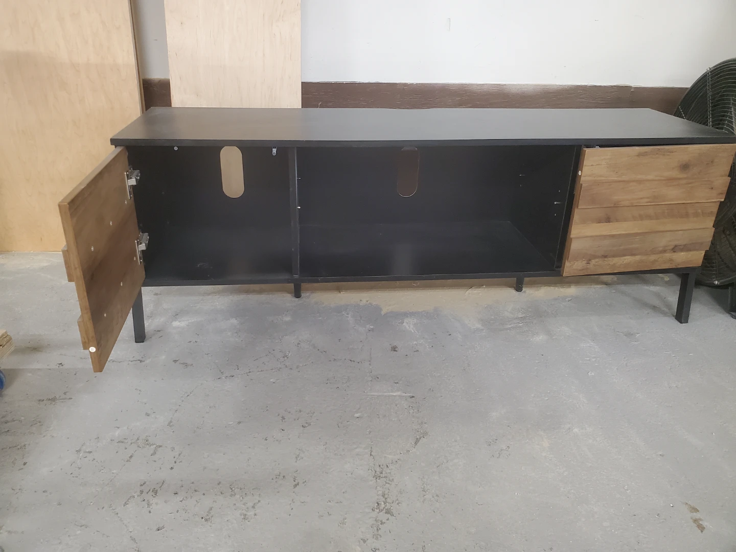 Wood and Black TV Stand Media Console - photo 3