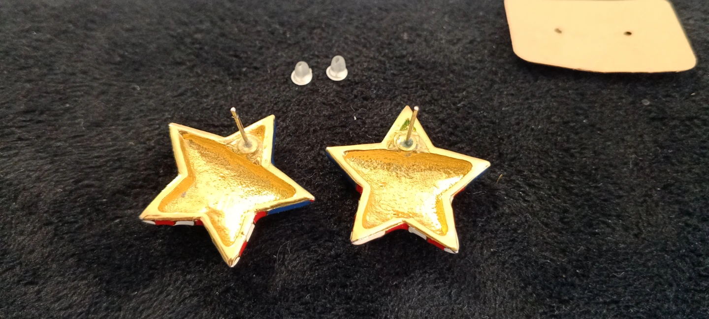 Vintage 🔥 Star Earrings with American Flag Design - photo 2