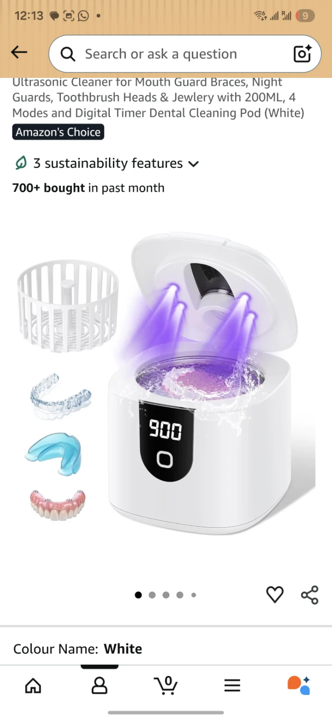 Ultrasonic Cleaner for Mouth Guard, Retainers, Jewellery