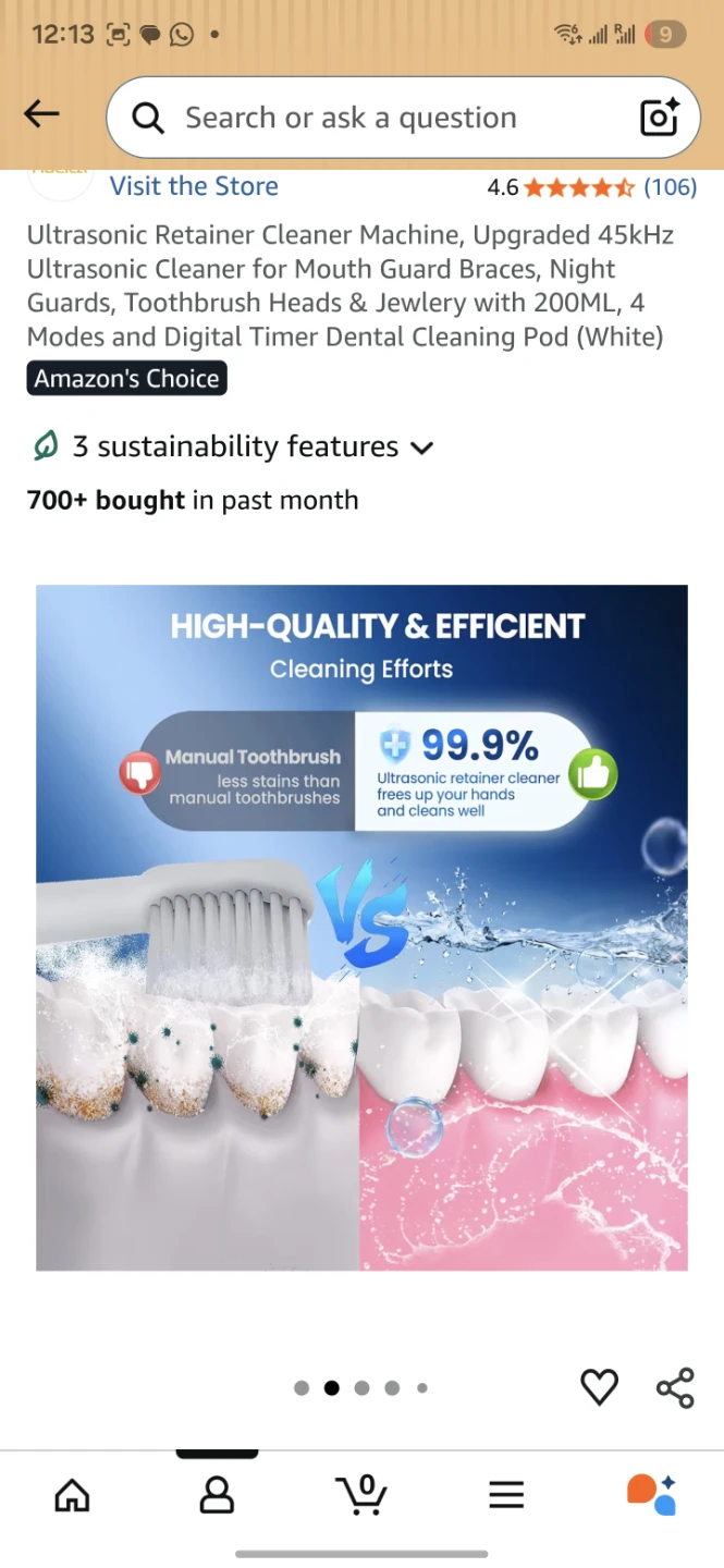 Ultrasonic Cleaner for Mouth Guard, Retainers, Jewellery - photo 3