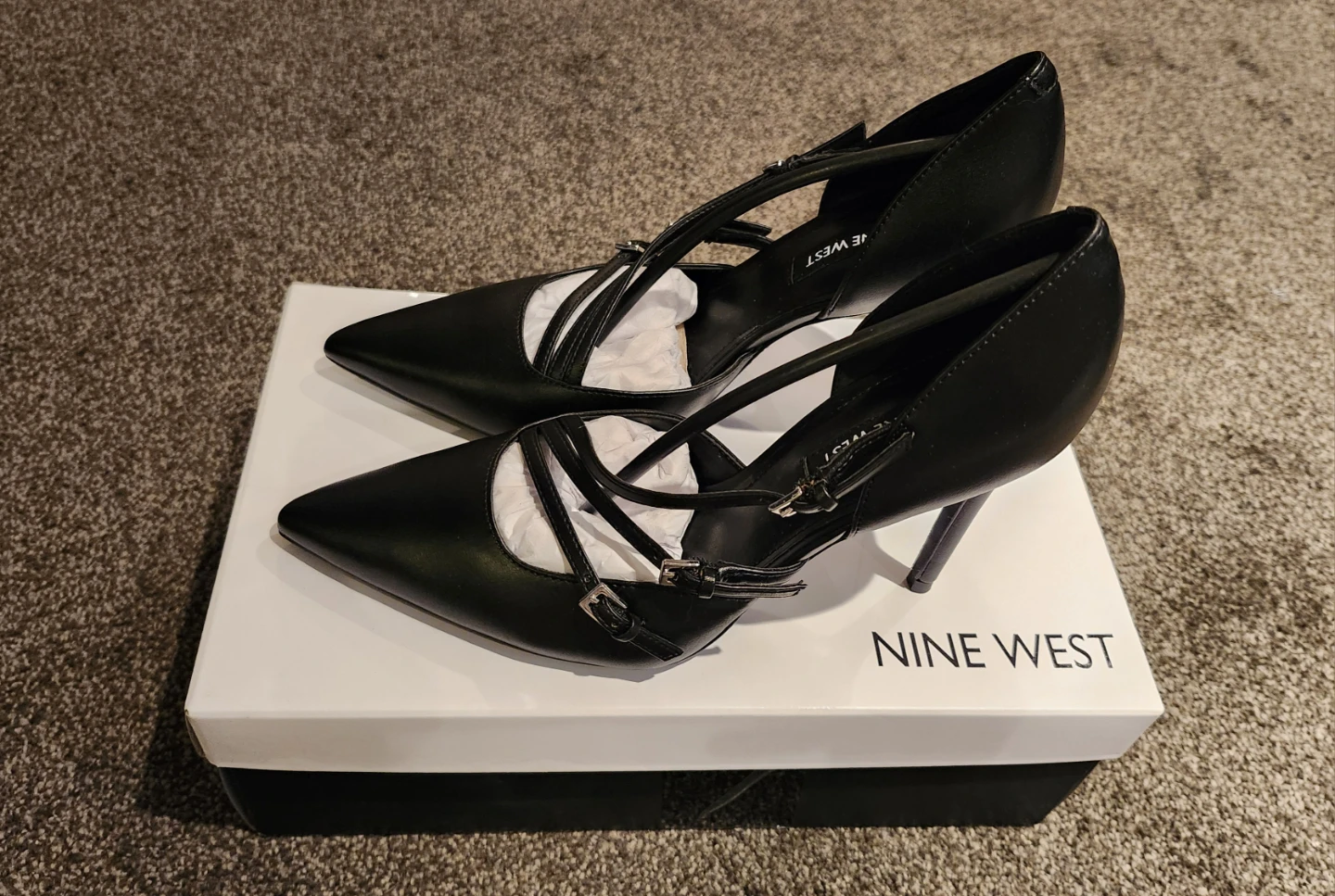 Nine West Black Faux Leather Strappy Heels - photo 5