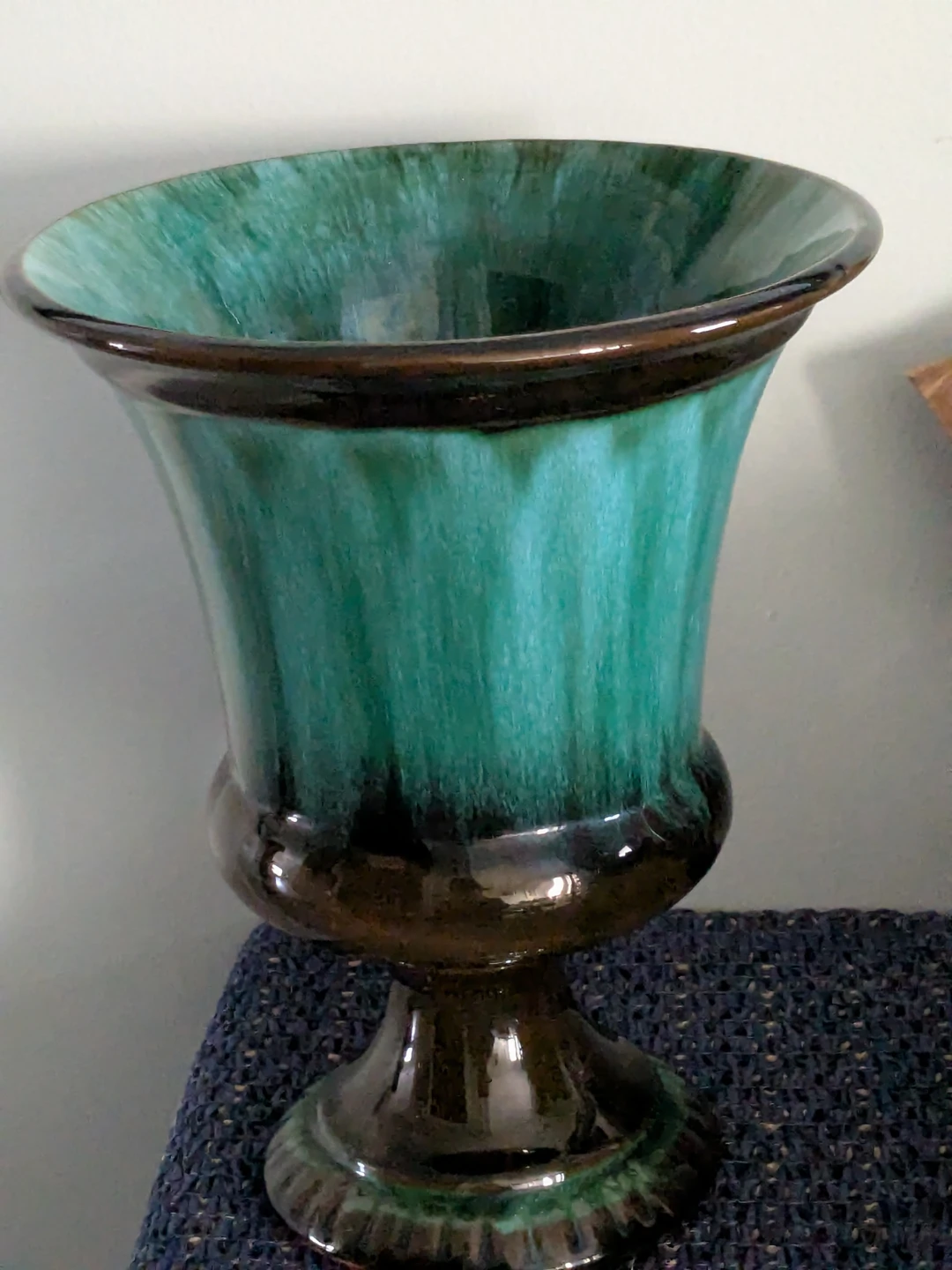 Large Teal and Brown Glazed Urn Vase - photo 2