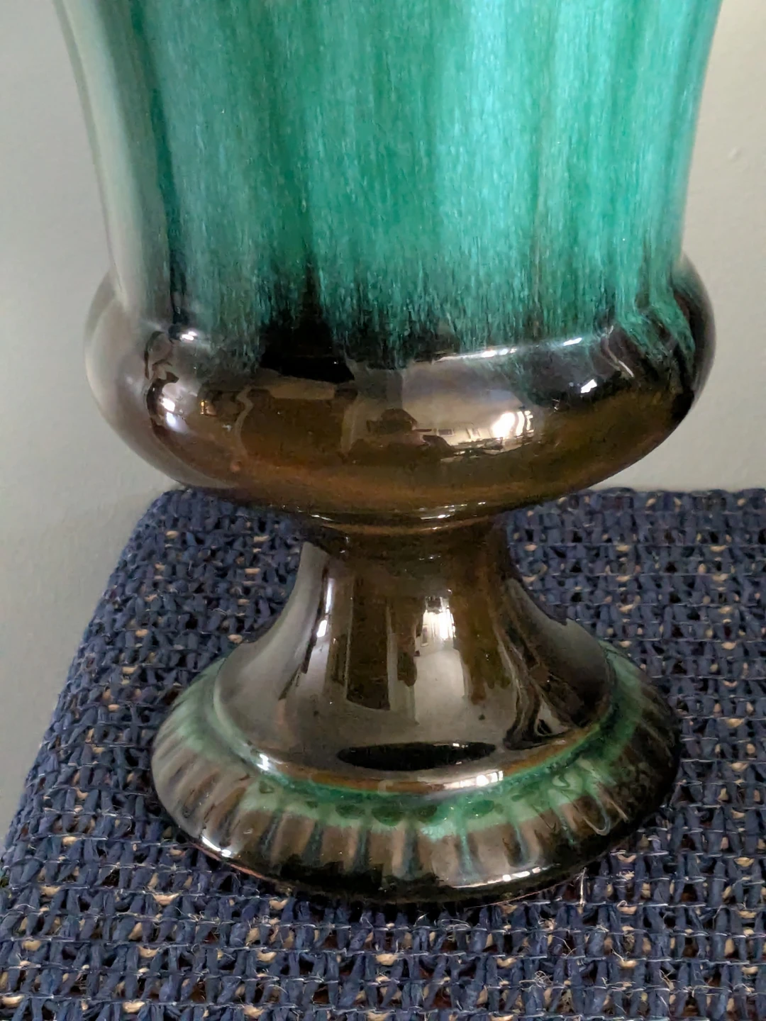 Large Teal and Brown Glazed Urn Vase - photo 3
