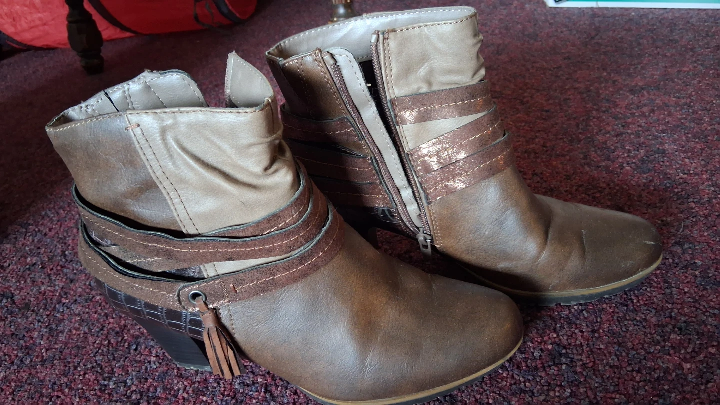 Brown Faux Leather Ankle Boots - photo 2