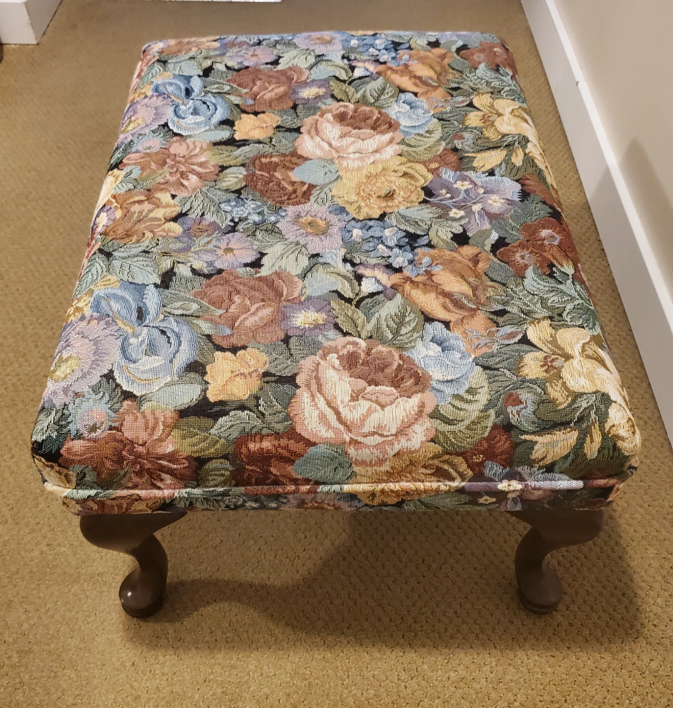 Floral Upholstered Ottoman Footstool - photo 2