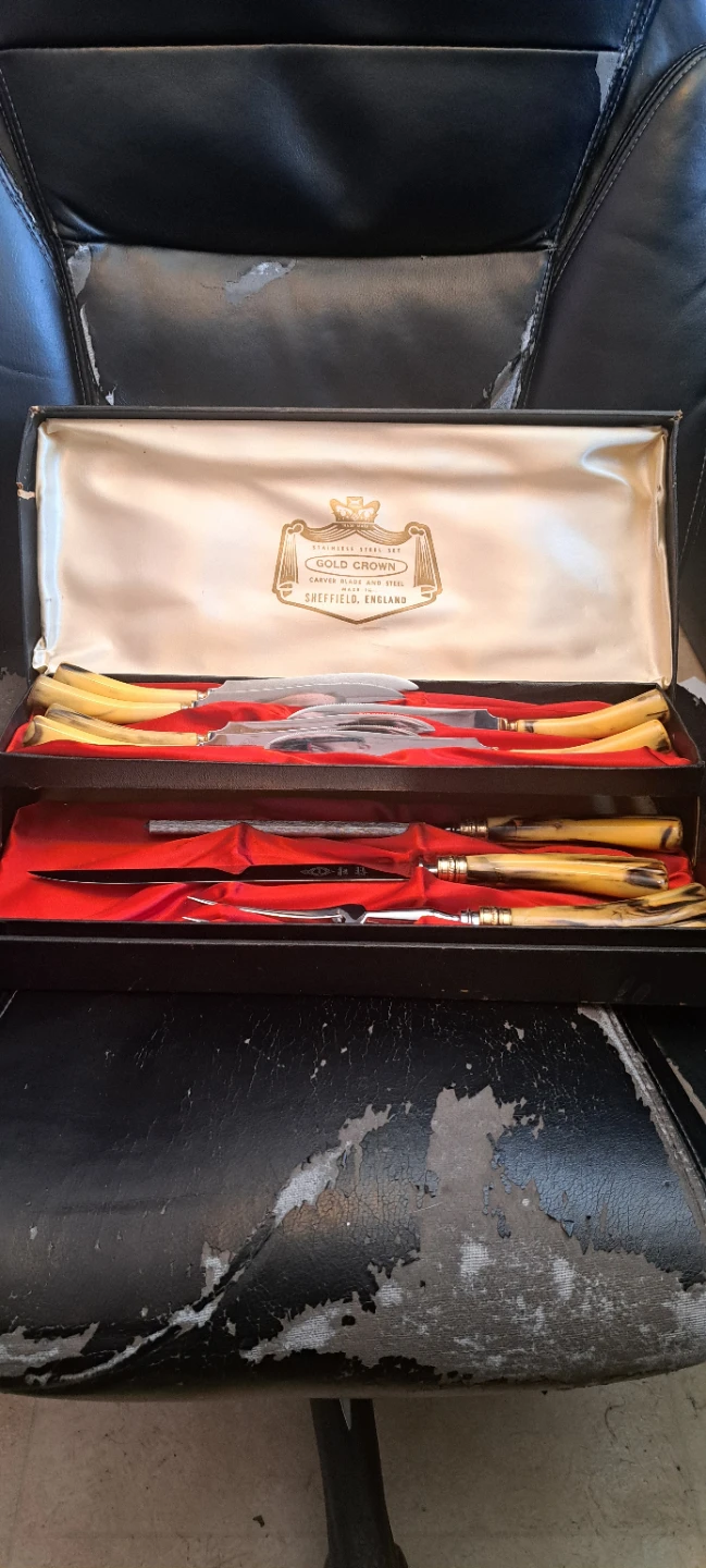 Gold Crown Sheffield England Carving Set - photo 3