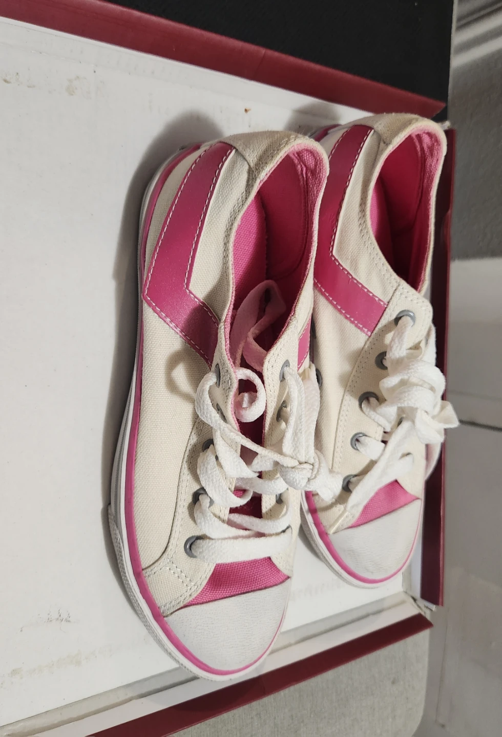 Pony Canvas Sneakers - Pink & Cream - photo 3