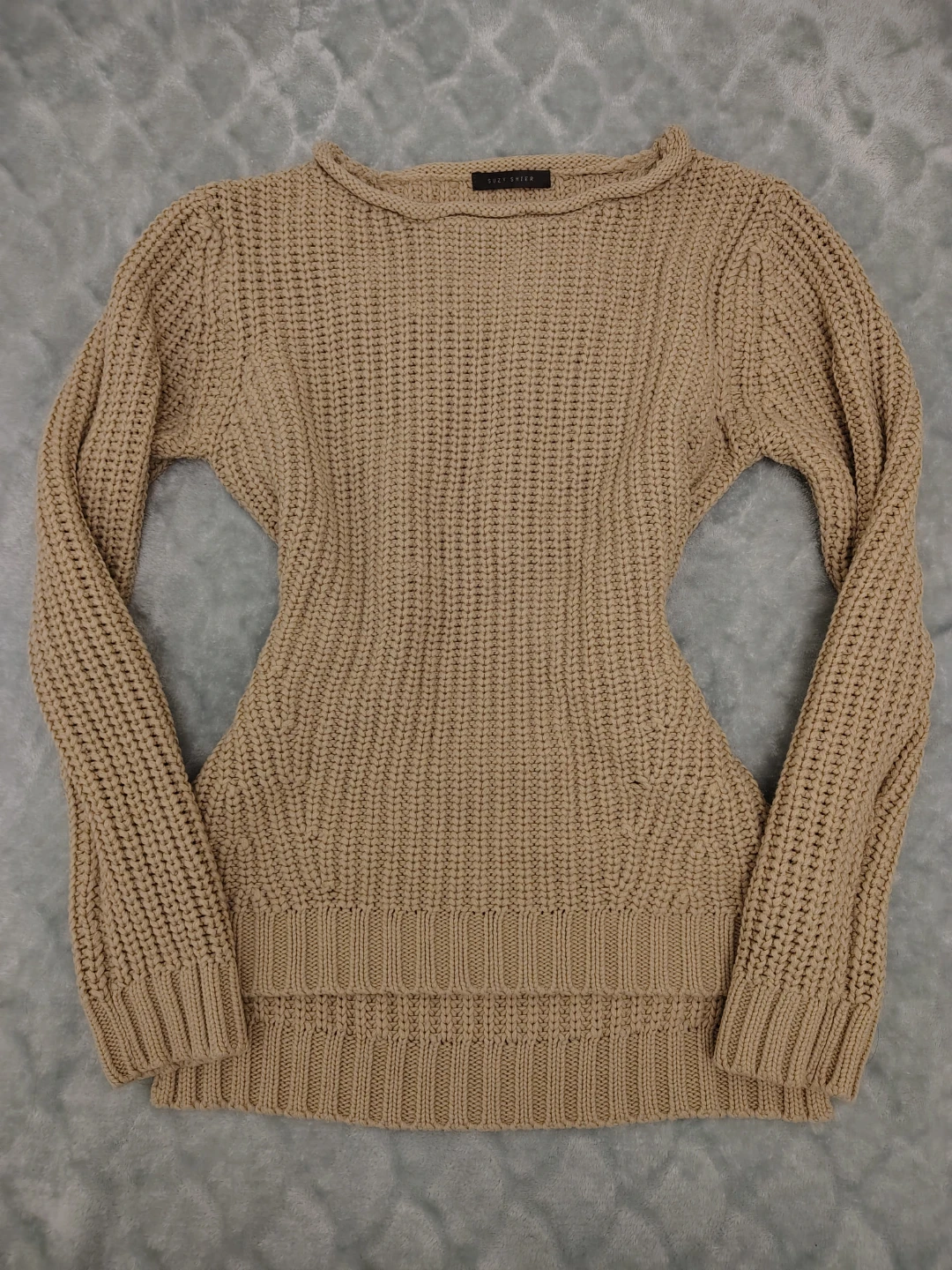 Suzy Shier Knit Sweater - Tan - medium