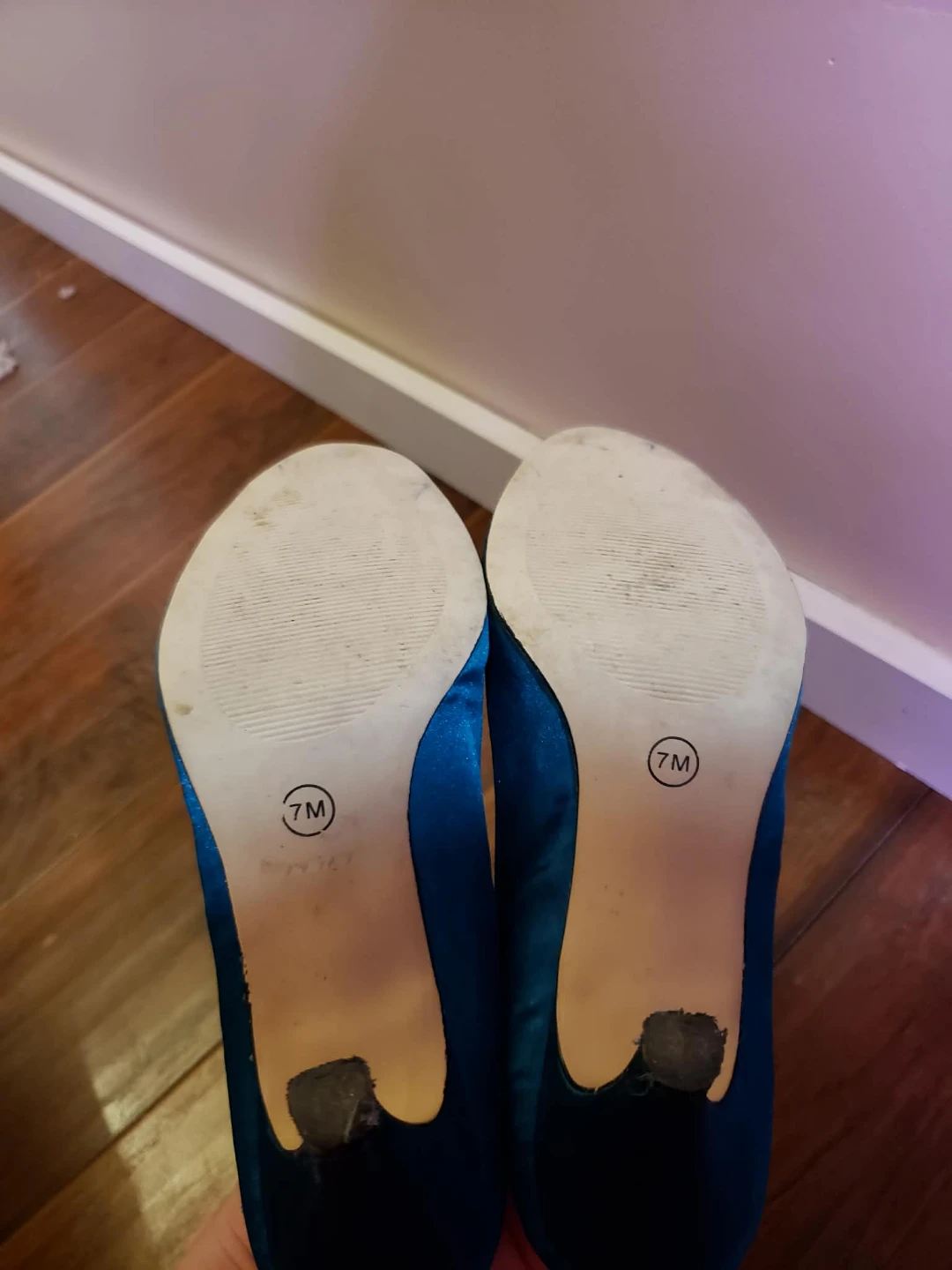Alia Teal Satin Peep-Toe Heels - photo 5