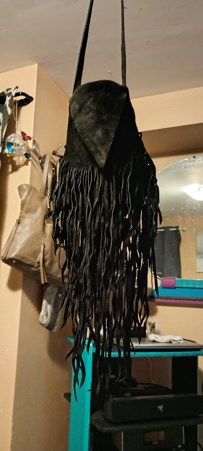 Black Suede Fringe Crossbody Bag - photo 2