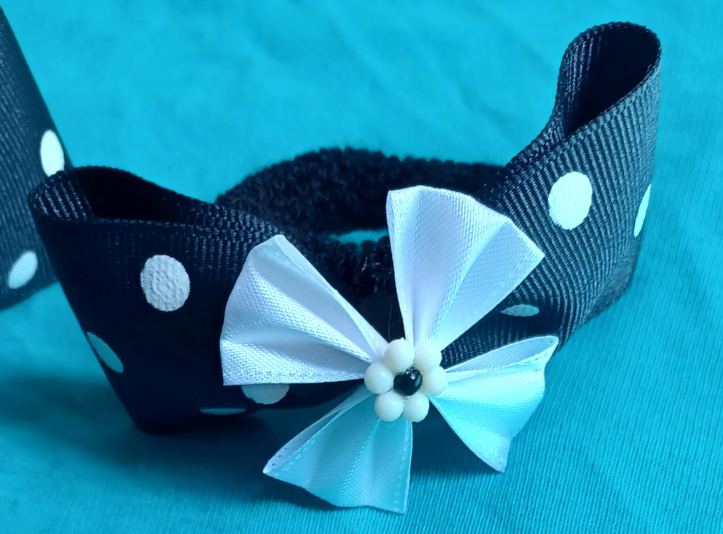 Set of 2 Black and White Polka Dot Hair Bows - photo 5