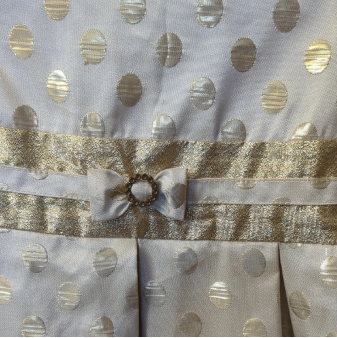 Jona Michelle Girls White/Gold Polka Dot Dress Size 10 - photo 2