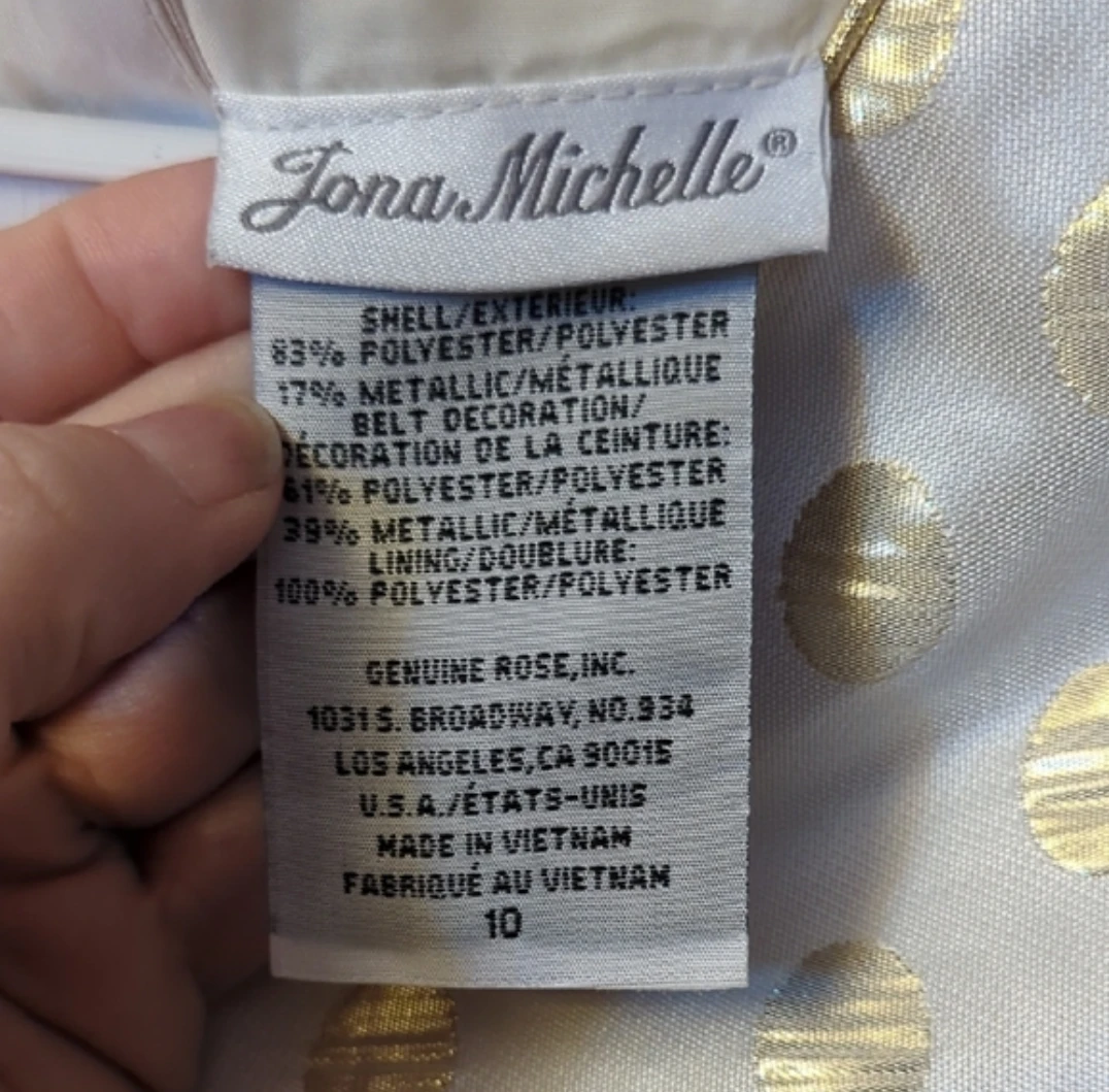 Jona Michelle Girls White/Gold Polka Dot Dress Size 10 - photo 4