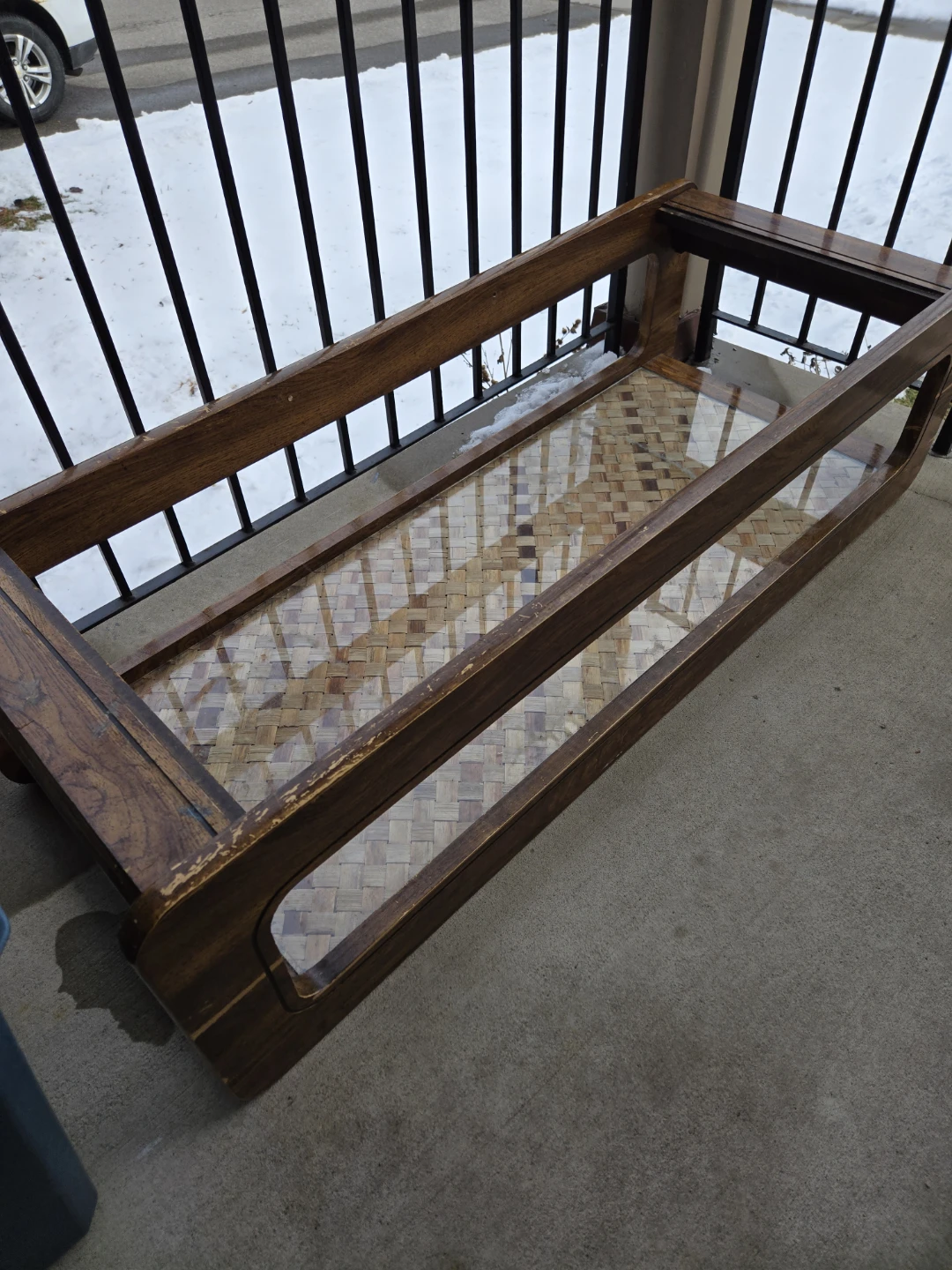 Vintage Coffee Table with Woven Detail