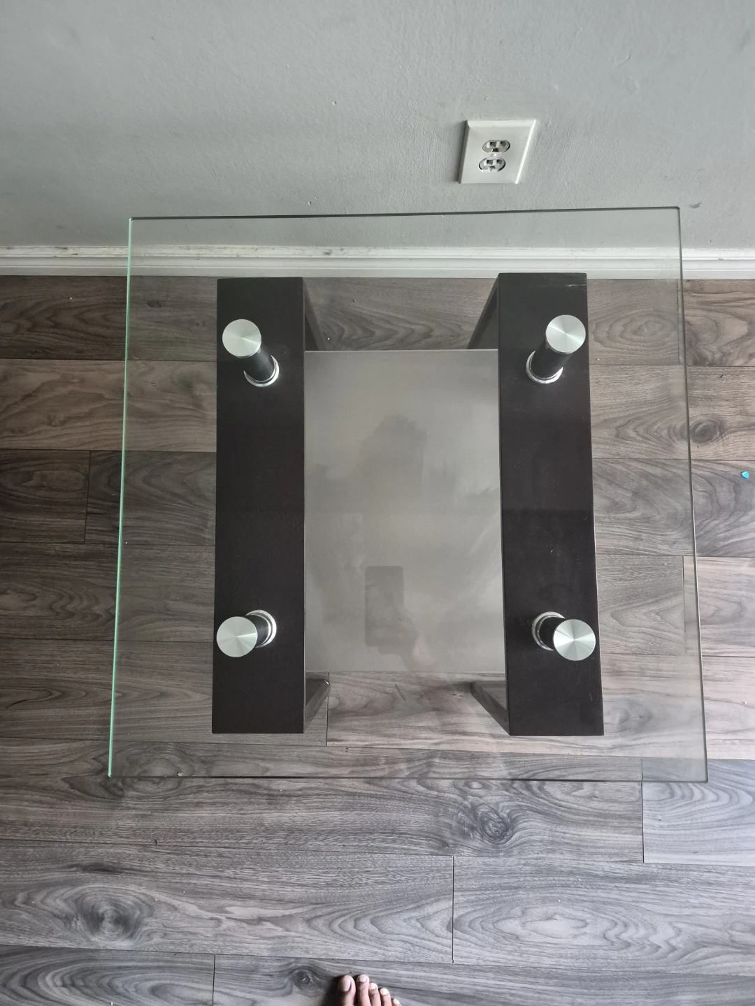 Glass and Dark Wood Coffee Table