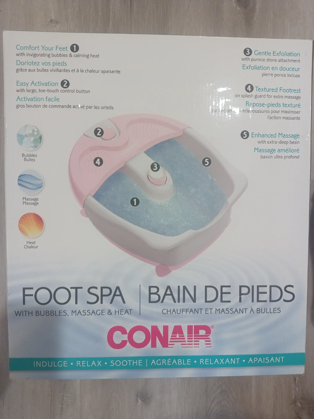 Brand New- Conair Foot Spa Bath with Bubbles, Massage & Heat