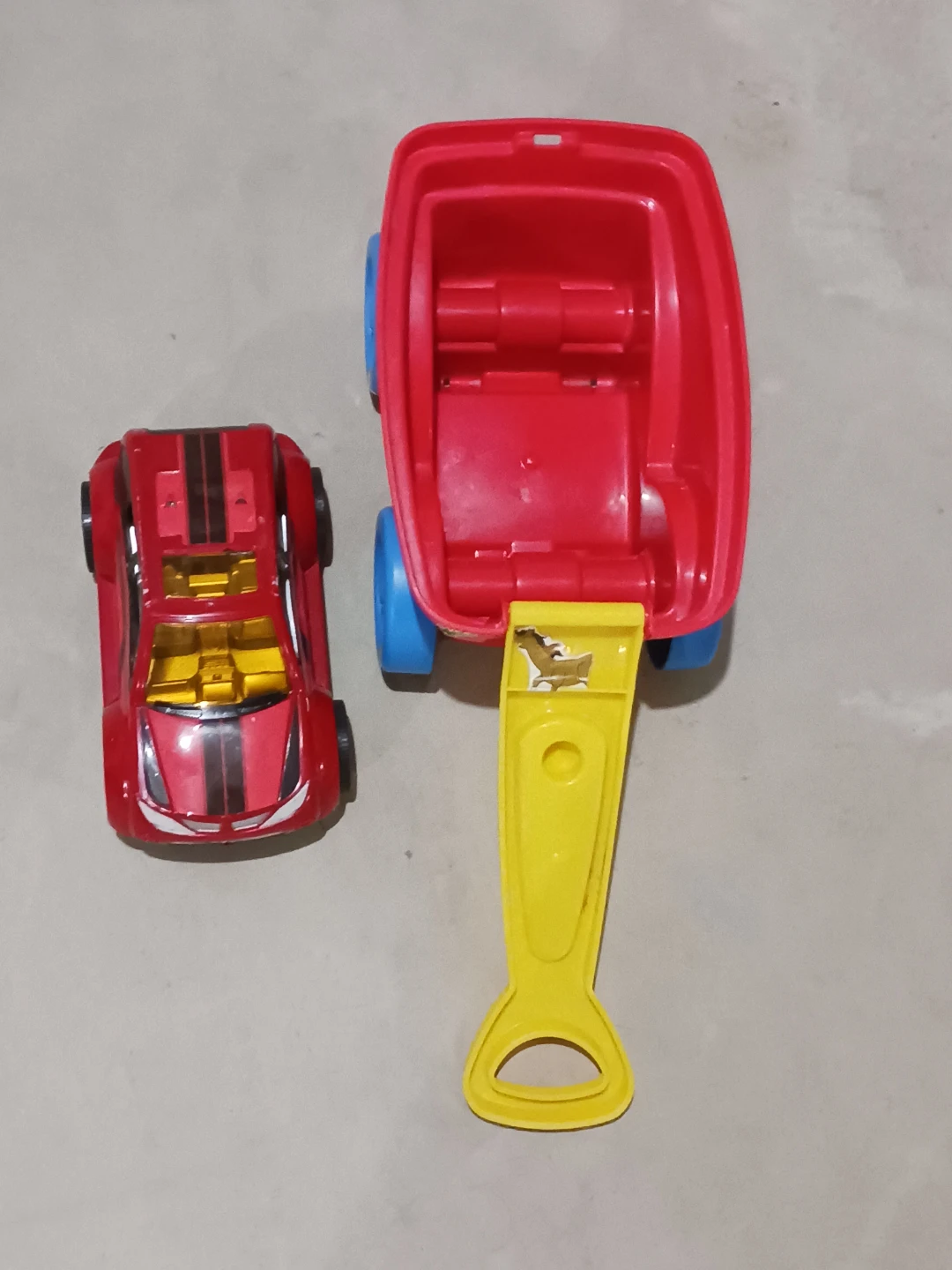 Red Toy Car with Trailer