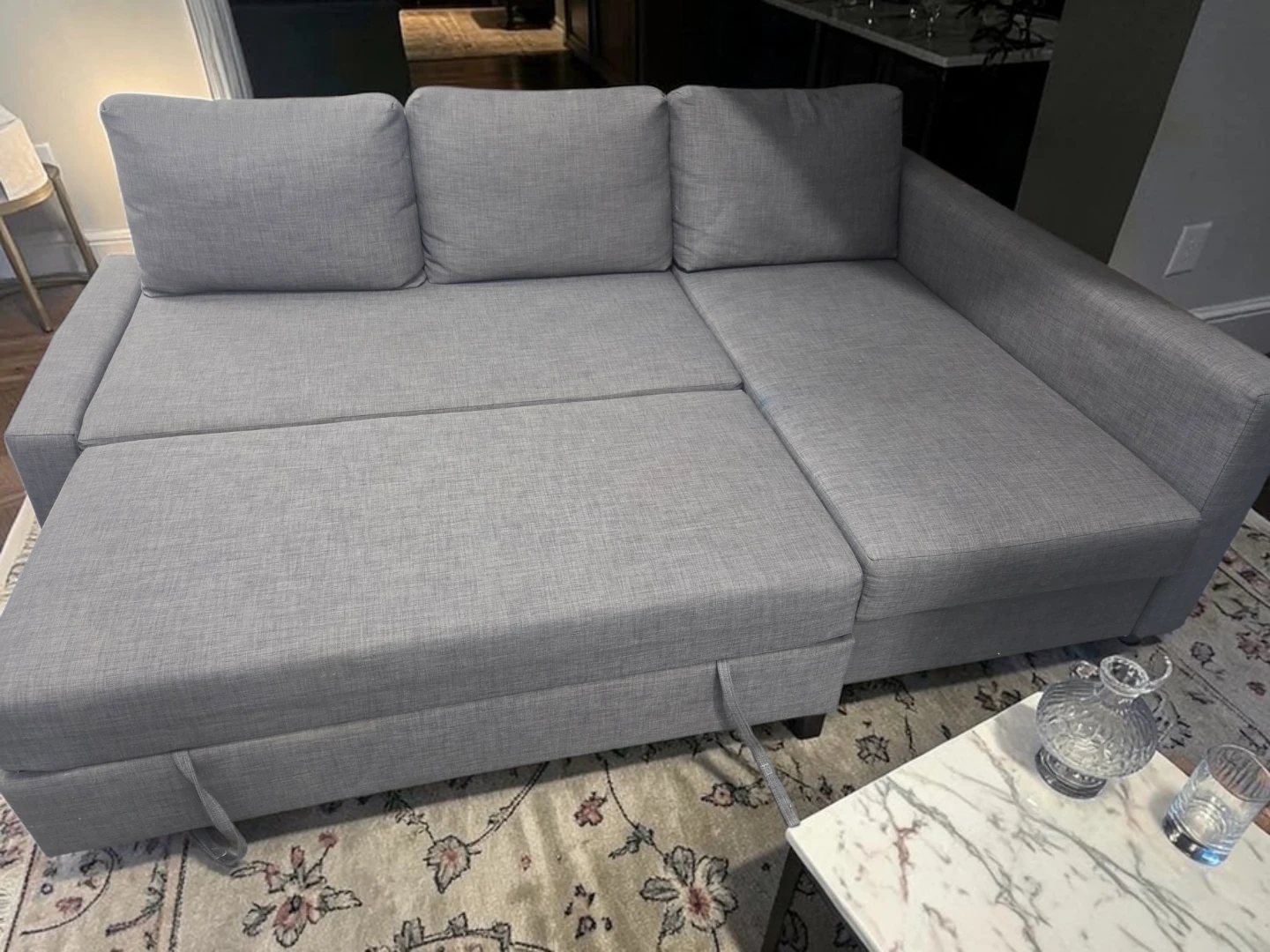 Grey Sectional Sofa Bed with Storage