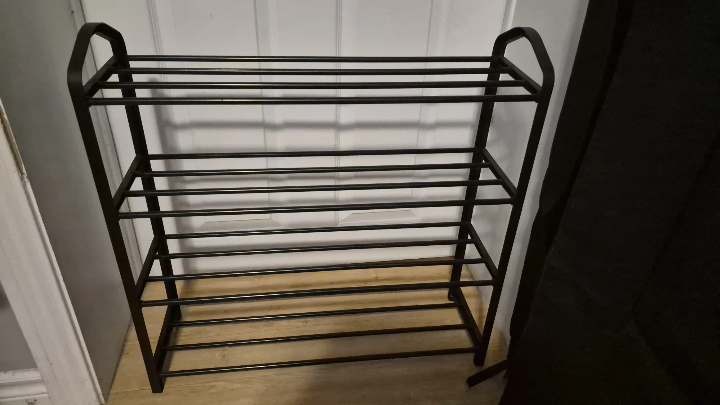 4-Tier Black Metal Shoe Rack Organizer