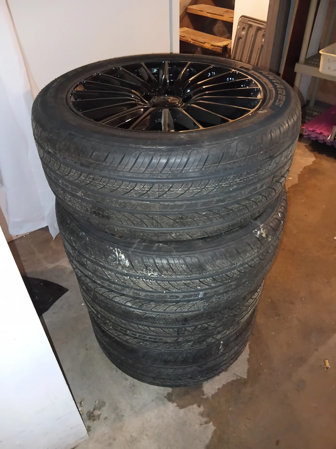 Set of 4 Black Alloy Wheels and Tires 235/45ZR18 - photo 3