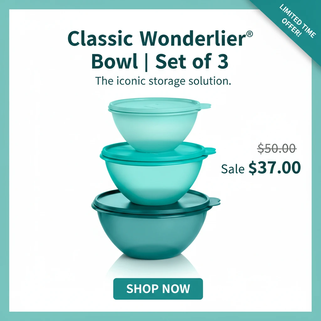 Tupperware Classic Wonderlier Bowls Set of 3 🧡