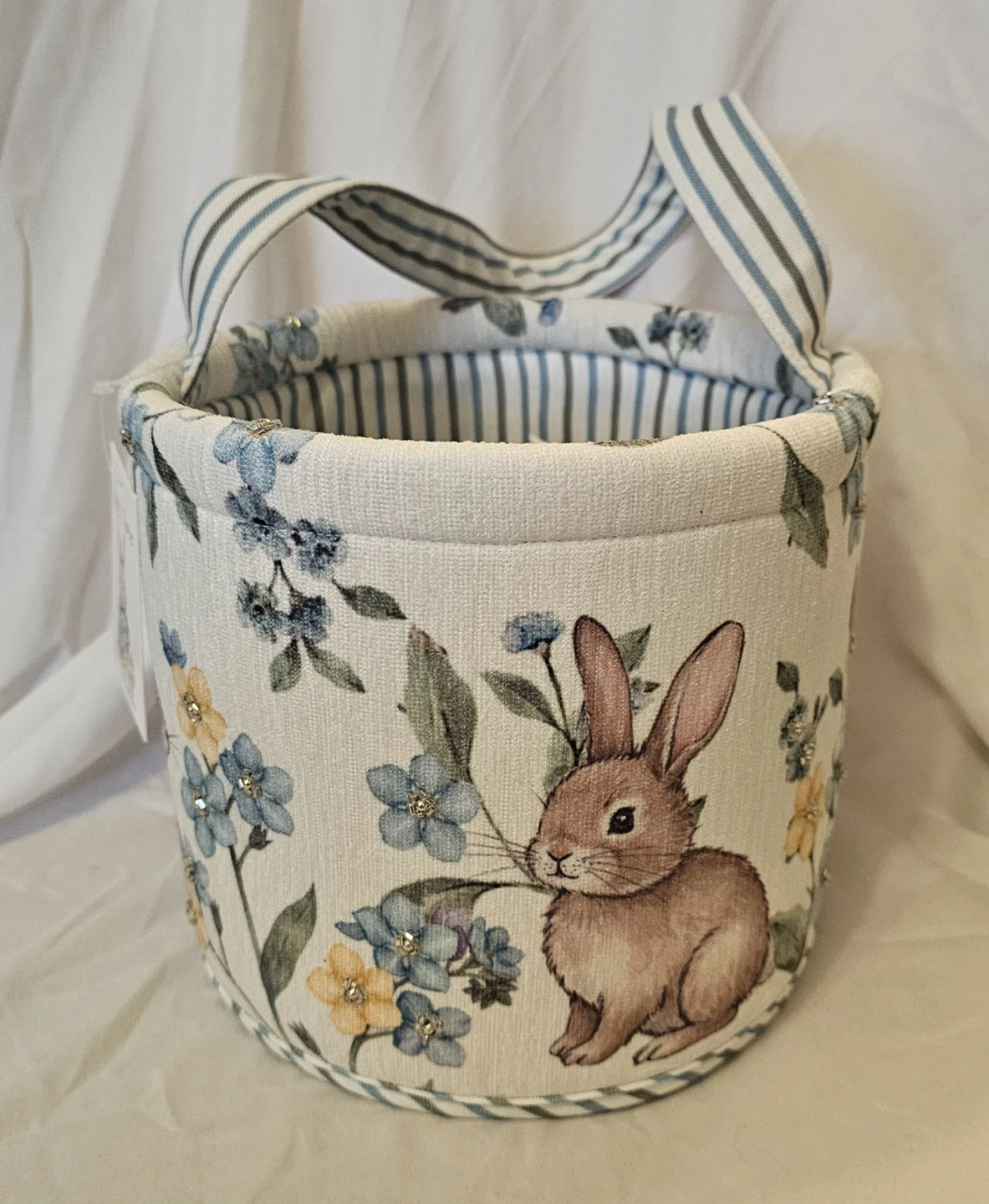 Multi-Coloured Round Floral Easter Decorative Basket