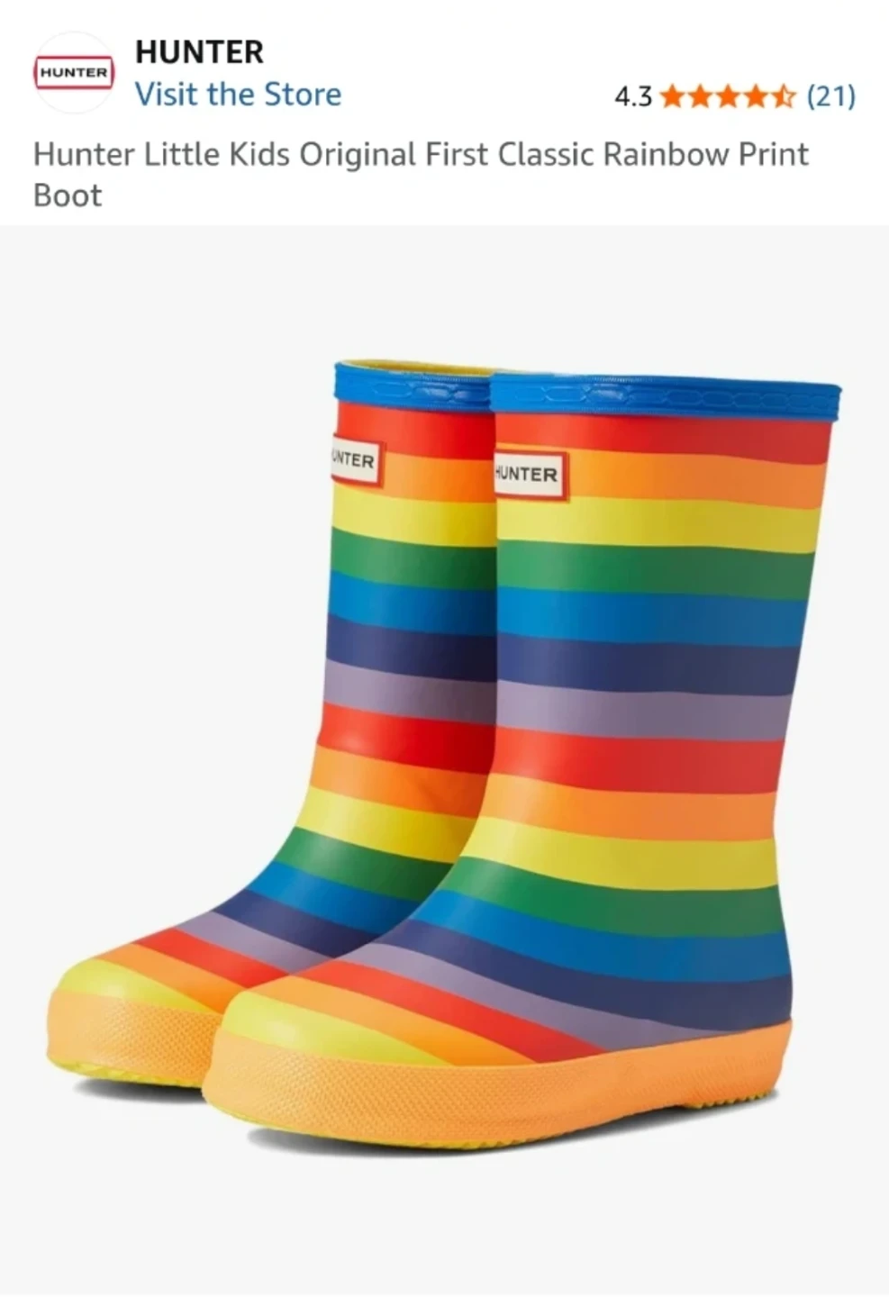 Hunter Little Kids Original First Classic Rainbow Print Boots