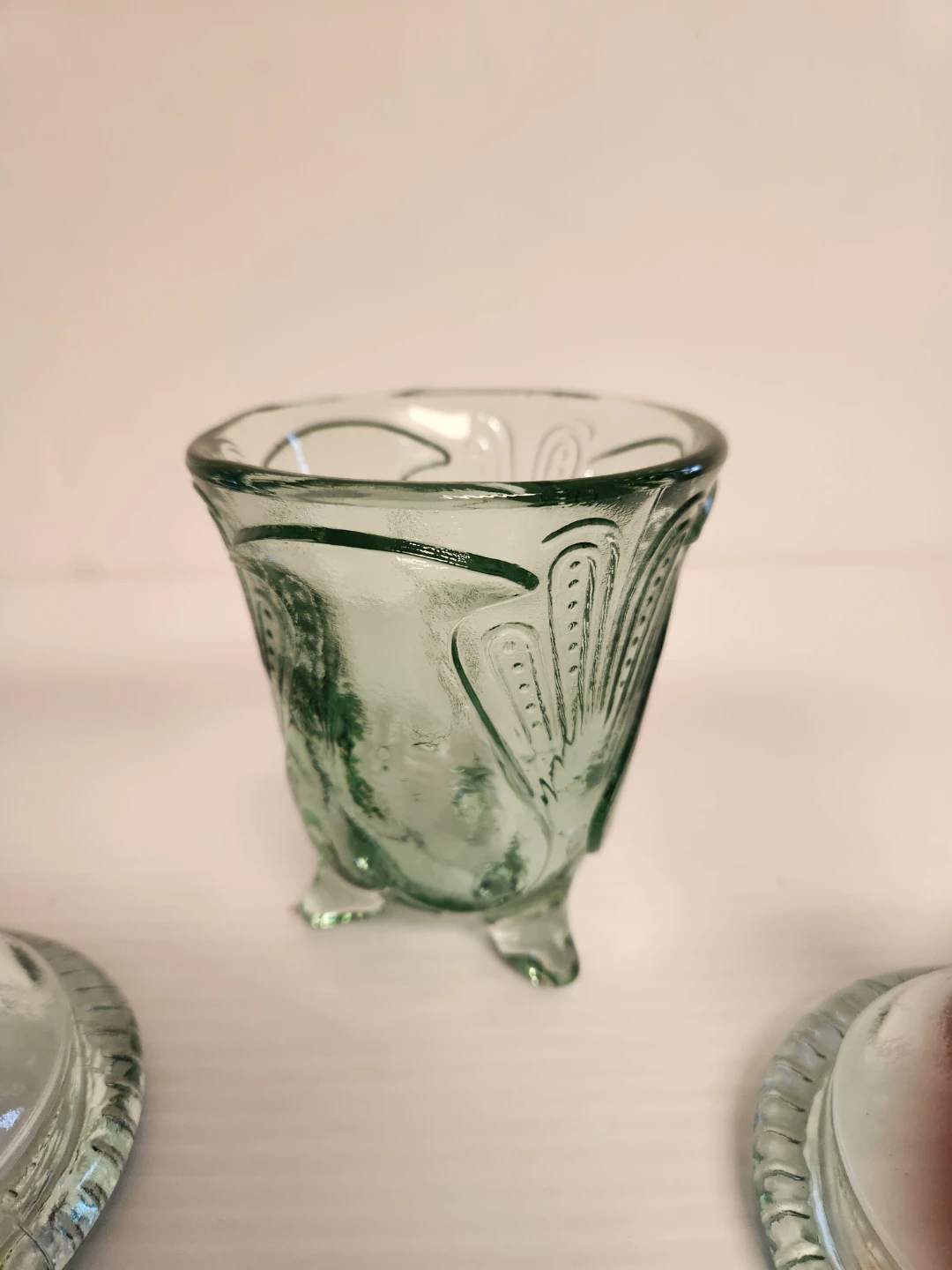 Glass Candlestick Holders and Small Embossed Glass Vase - photo 3