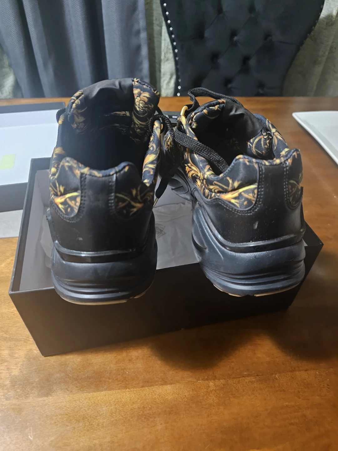 Versace Jeans Couture Black Gold Barocco Print Sneakers - photo 3