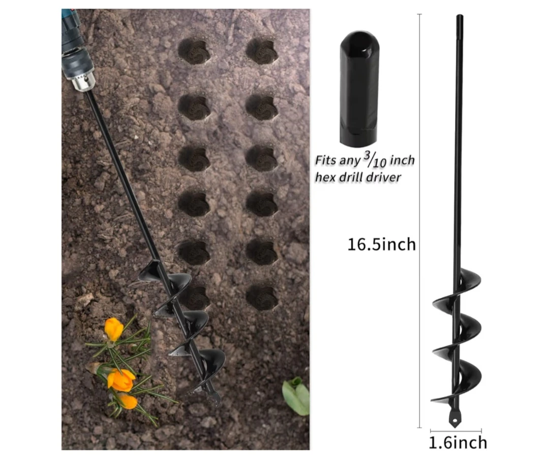 Garden Auger Drill Bit 1.6x16.5 inch Garden Auger Spiral - photo 2