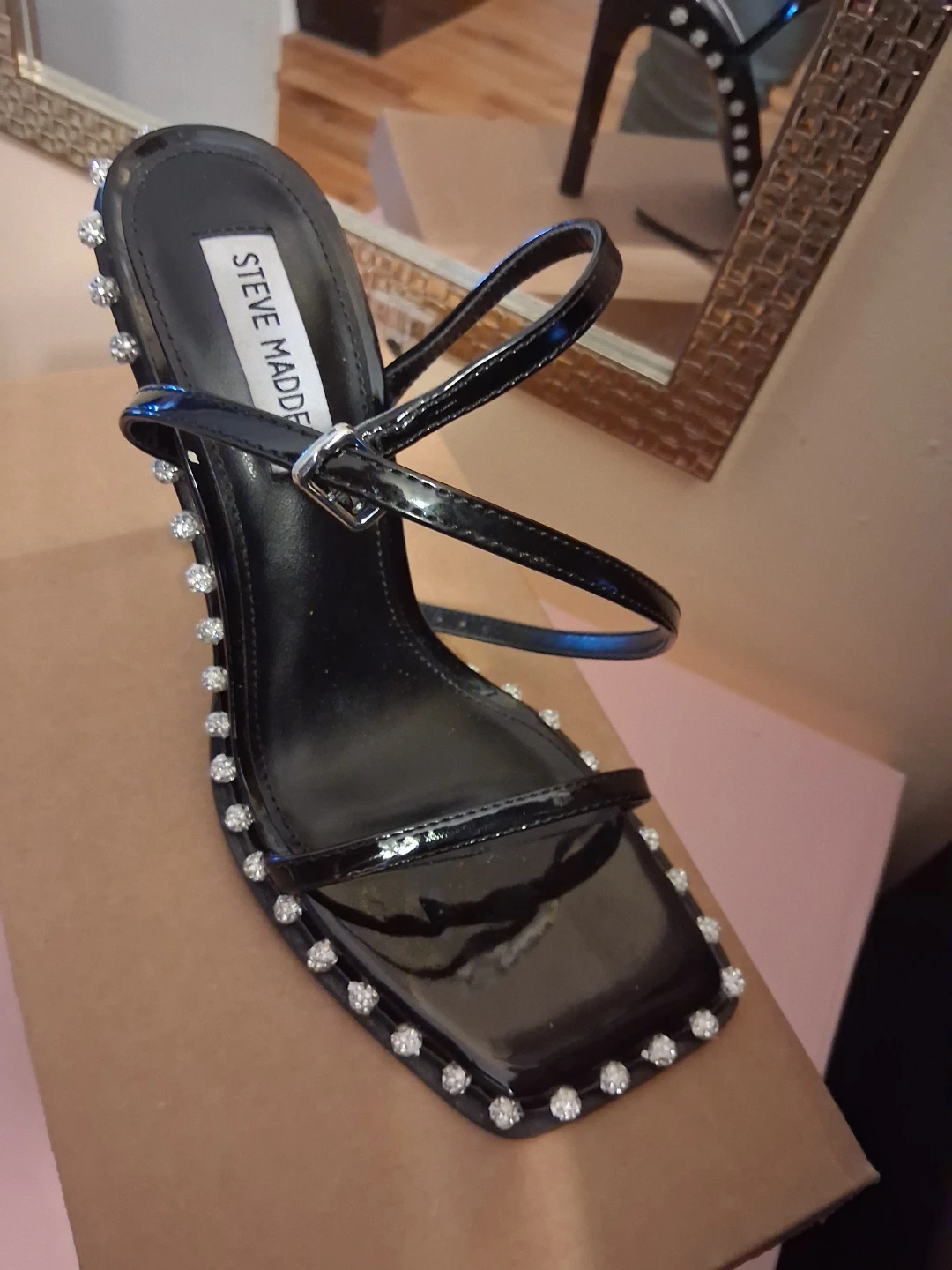 Steve Madden Black Embellished Heeled Sandals