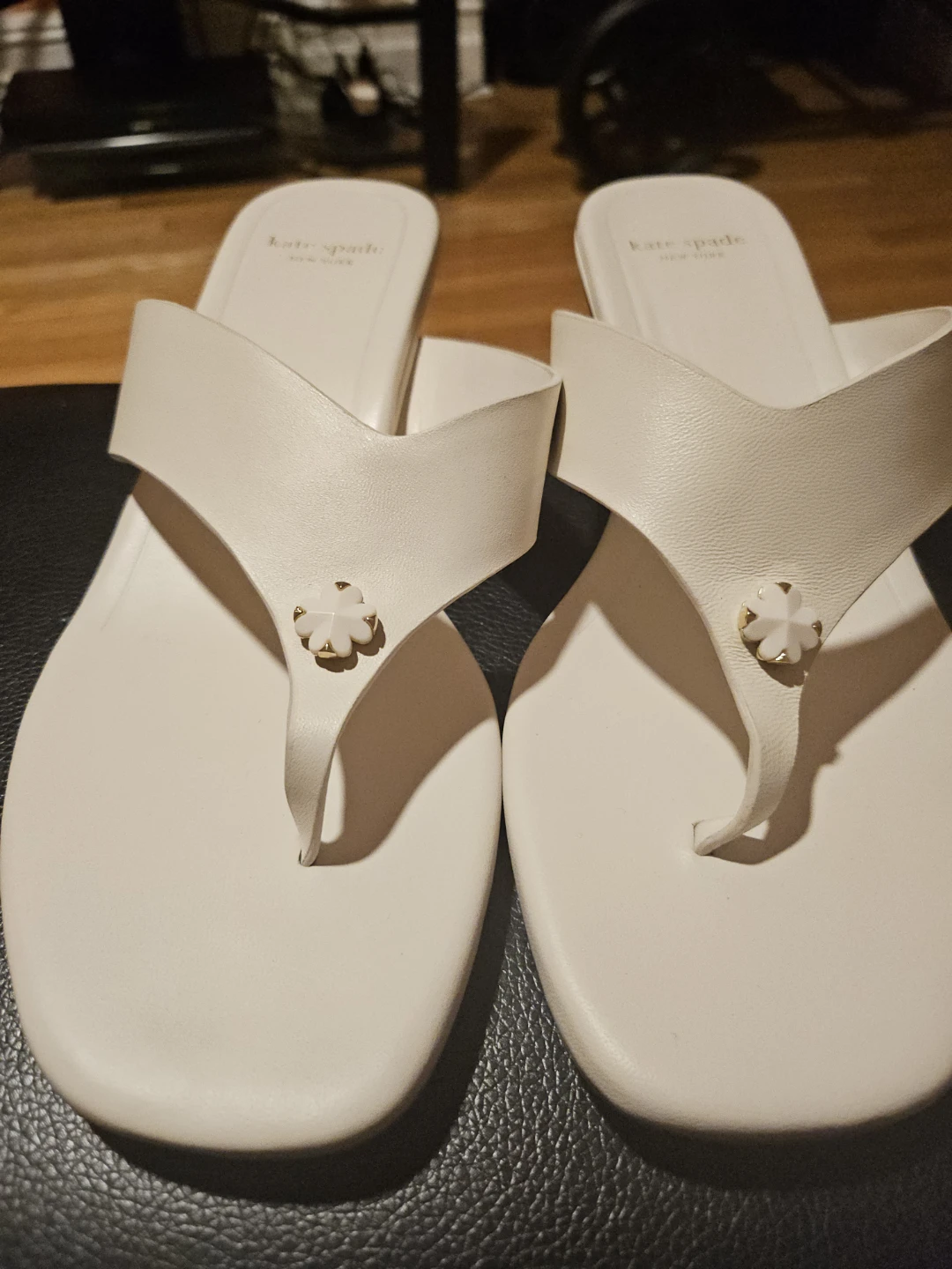 Kate Spade New York White Thong Sandals with Flower Accent - photo 3