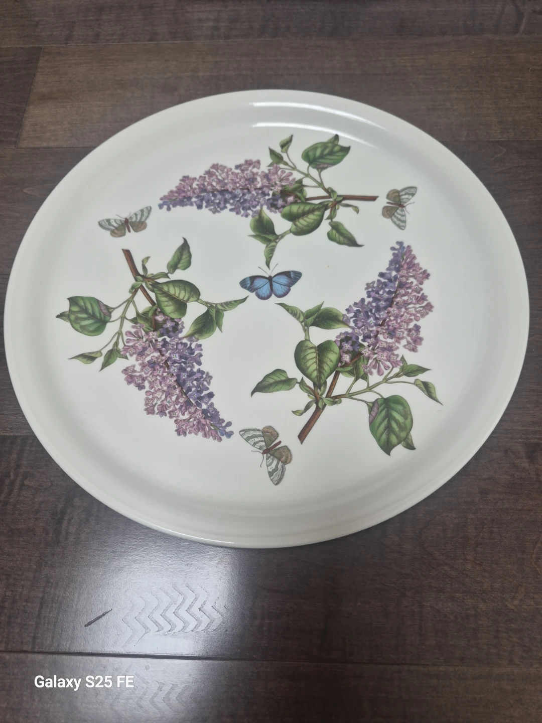 Decorative Serving Tray with Lilacs and Butterflies
