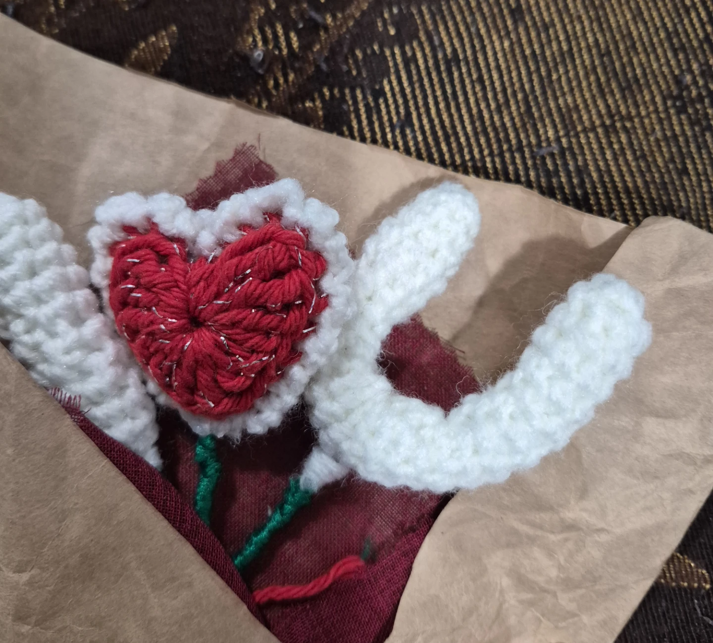 Handmade Crochet "Love" Heart Decoration - photo 2