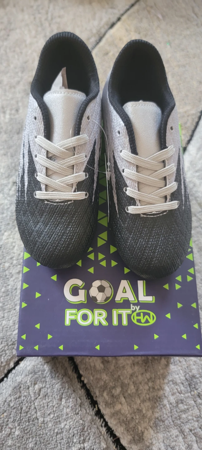 Goal by HW Football Cleats - Silver/Black - Youth Size 11