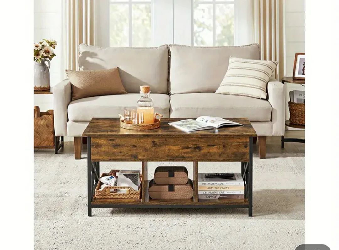 Lift Top Coffee Table with Storage Shelves