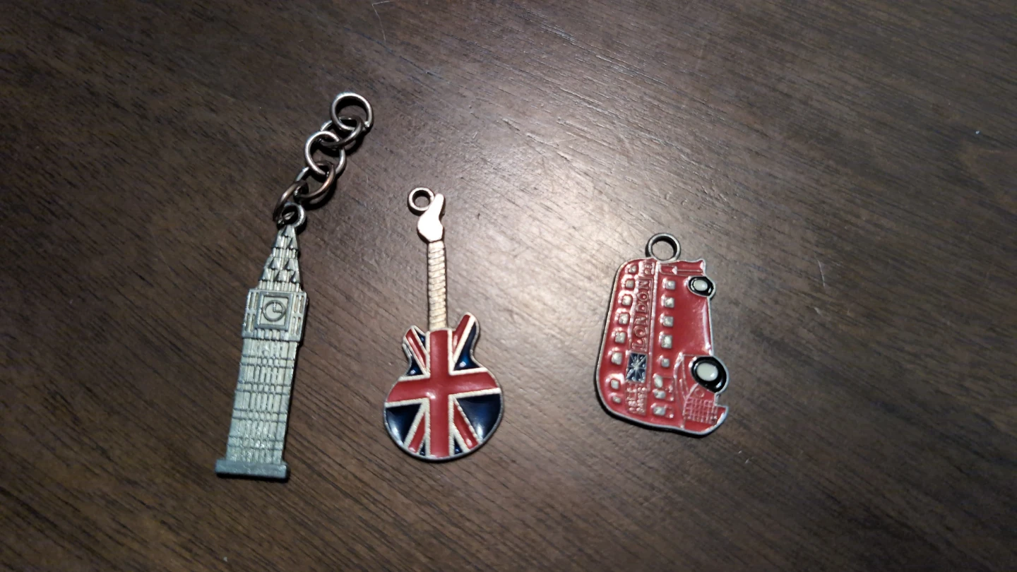 London Souvenir Charms - Big Ben, Guitar, Double Decker Bus