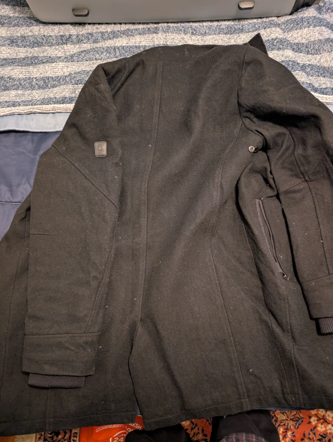 Tumi Black Wool Blend Winter Jacket