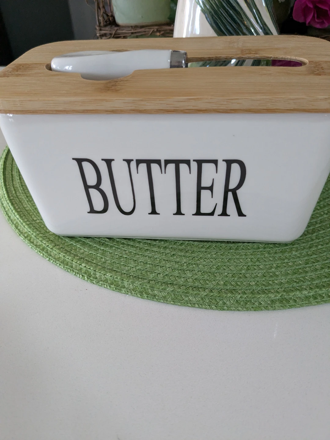 Ceramic Butter Dish with Bamboo Lid and Spreader - photo 5