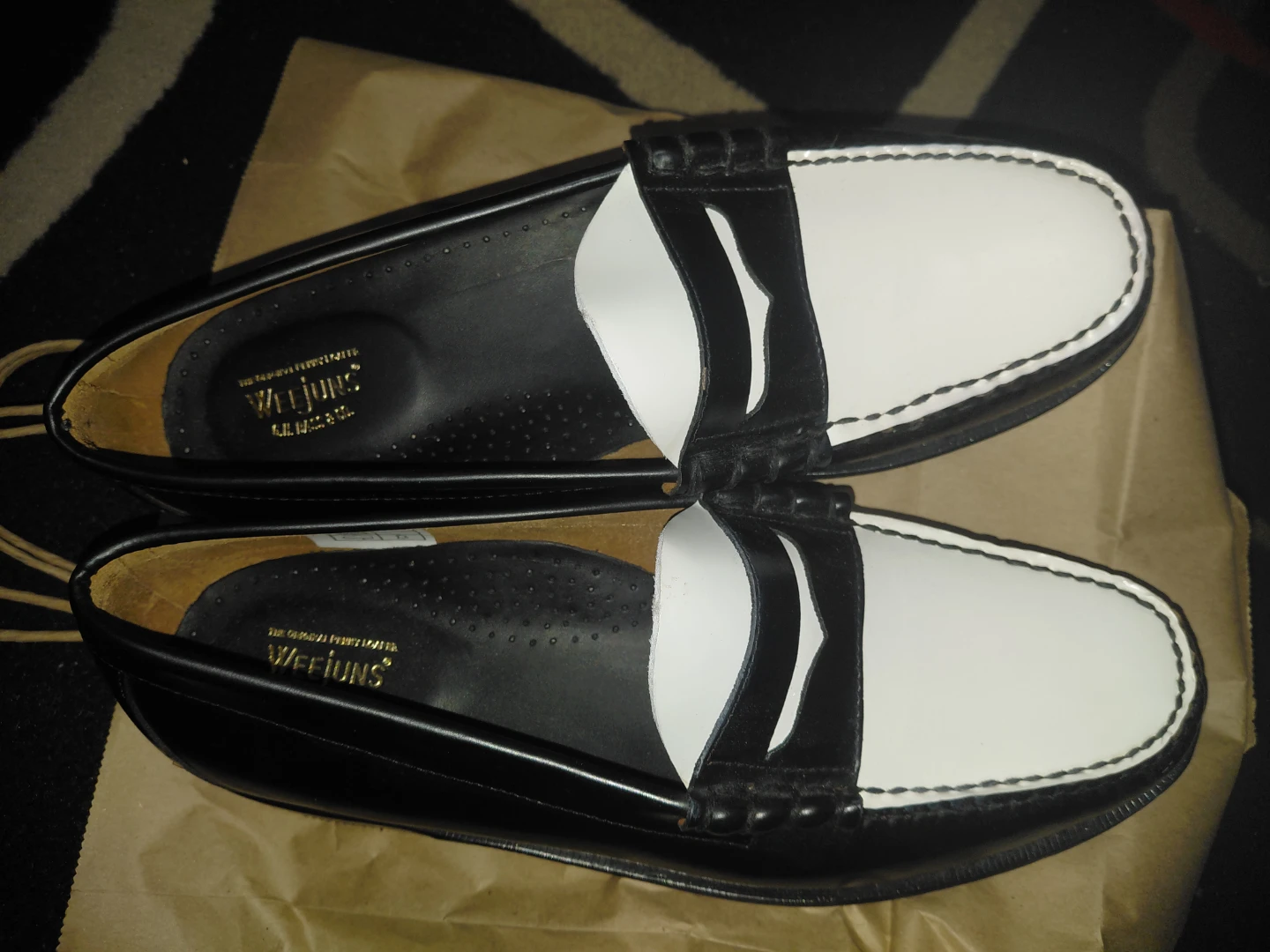 G.H. Bass & Co. Weejuns Penny Loafers Black & White Leather