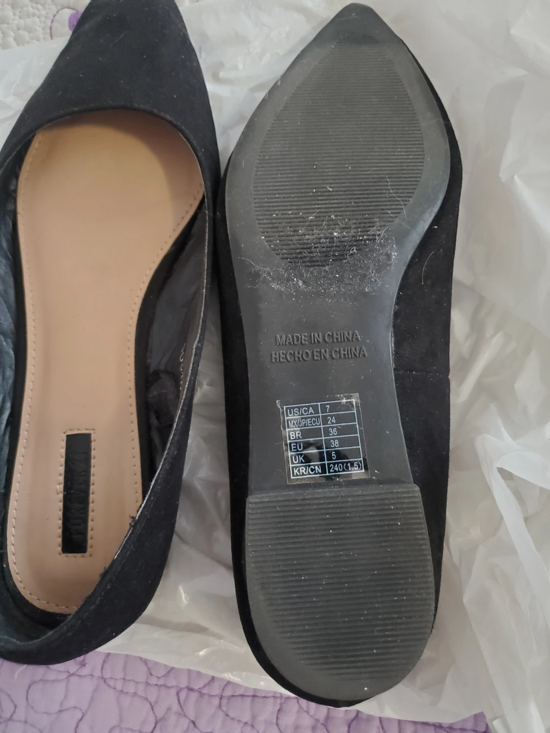 Forever 21 Black Pointed Toe Flats Size 7 - photo 2