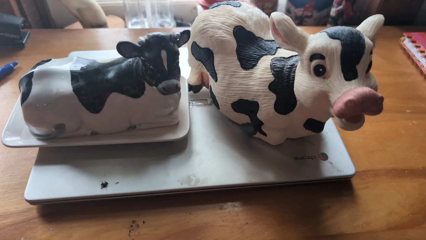 Cow Butter Dish & Figurine Set