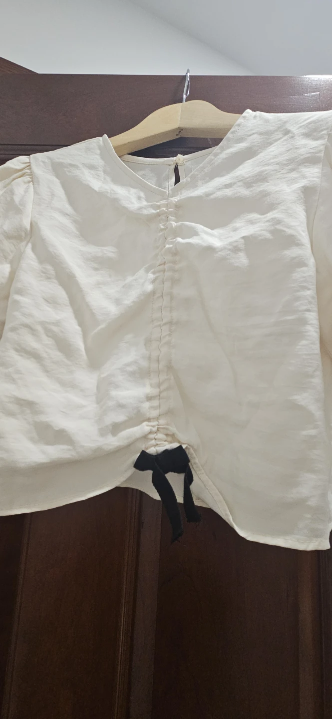 ZARA Cream Ruched Puff Sleeve Top - Size 13-14 Years - photo 3