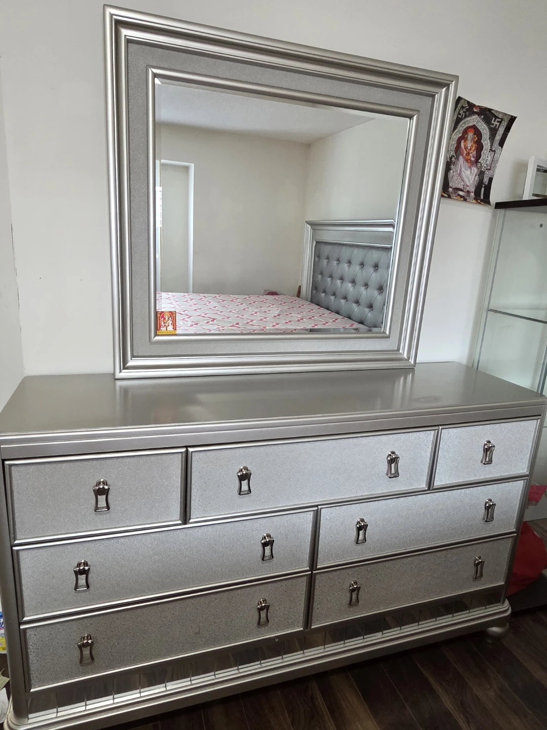 Silver 9-Drawer Dresser with Mirror - photo 2