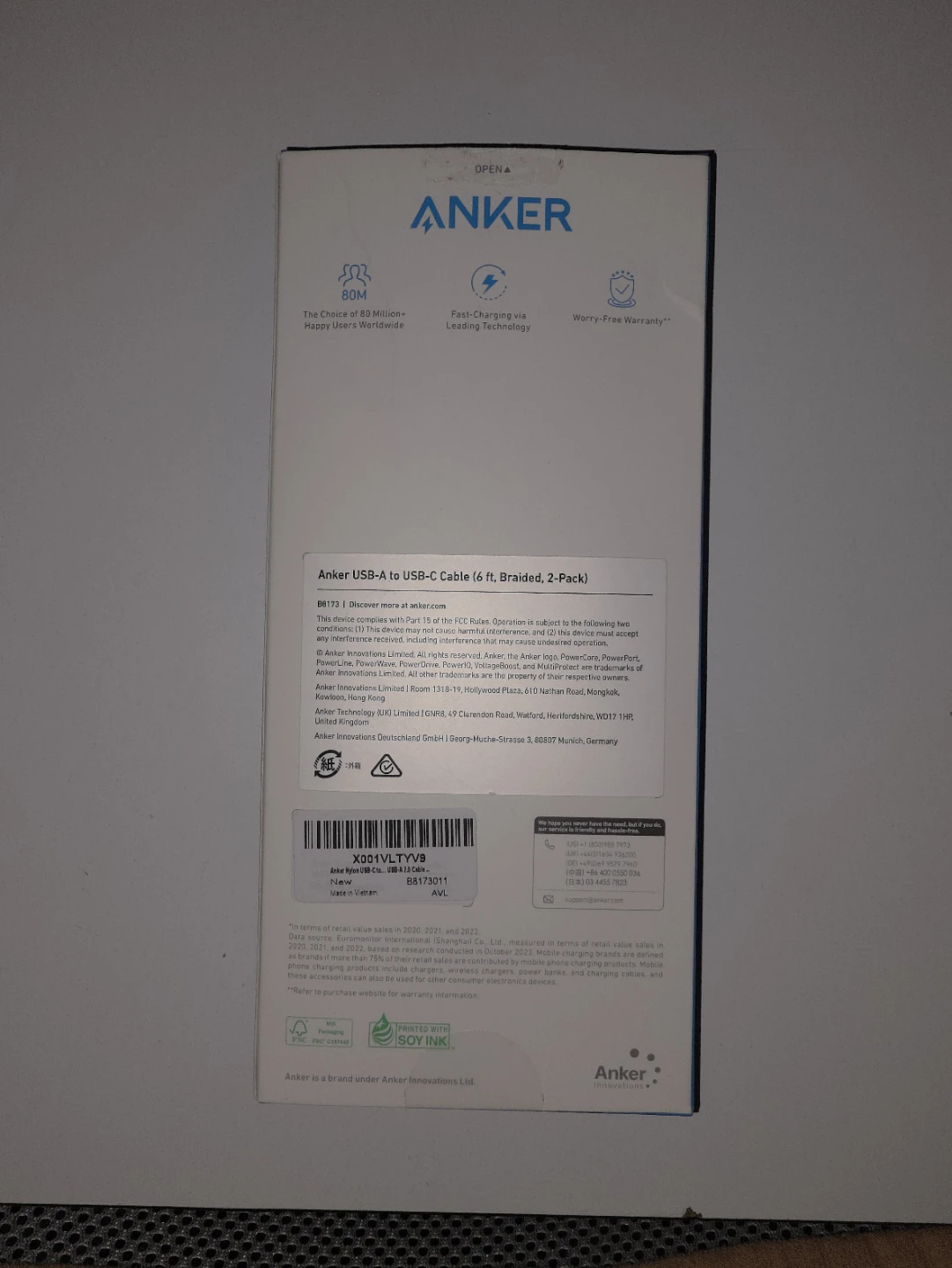 Anker USB-A to USB-C Braided Cable (6 ft, 2-Pack) - photo 3