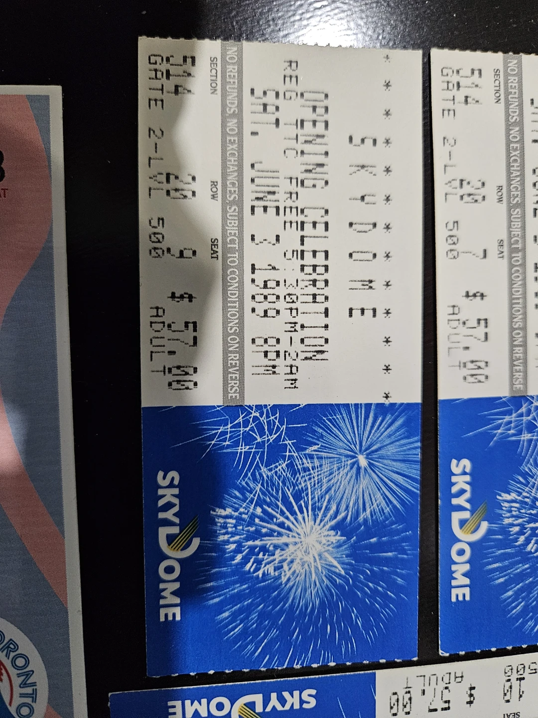 Skydome Opening Celebration Ticket stubs 1989. Toronto Blue Jays - photo 2