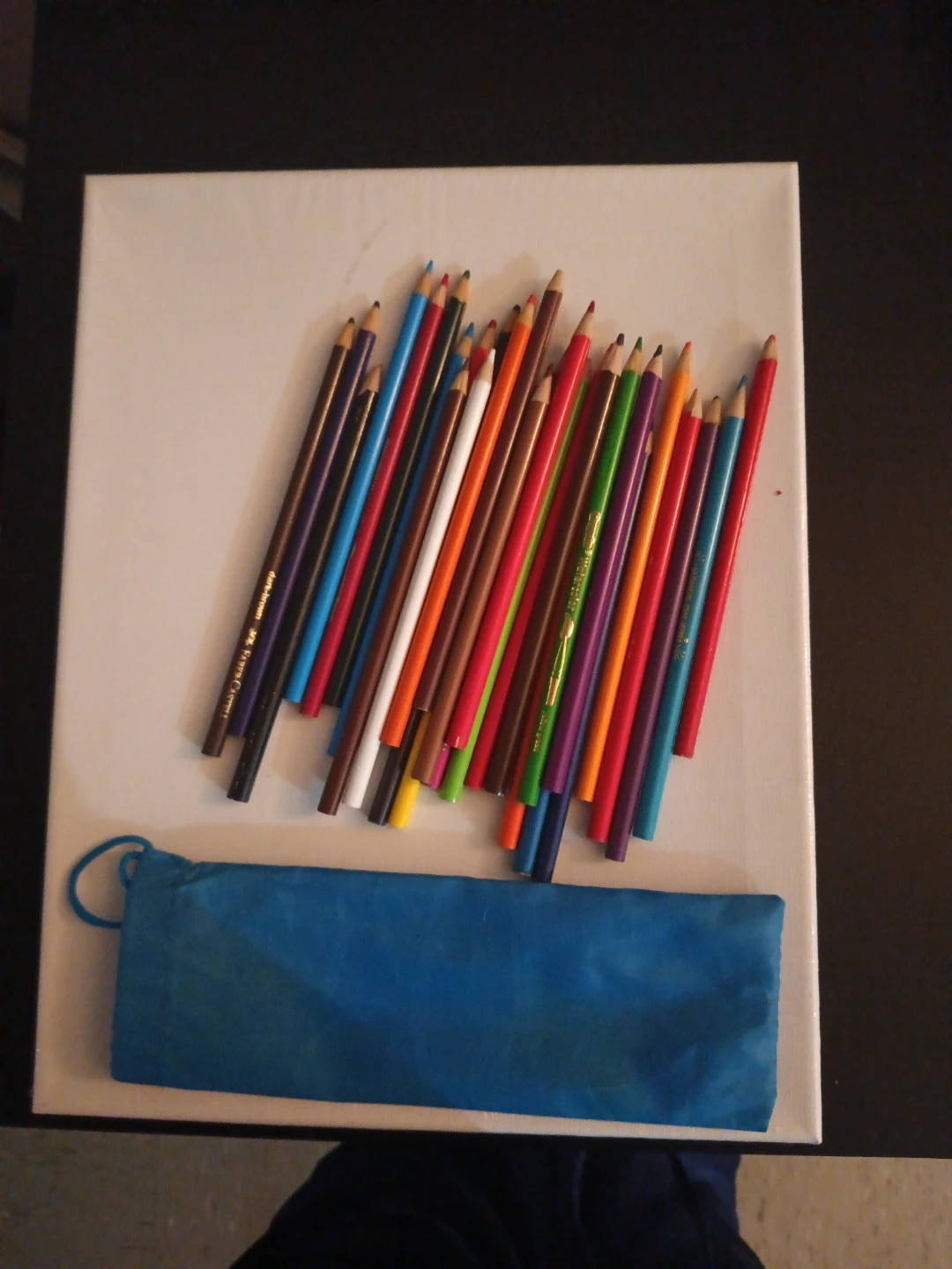 Color pencils and blank canvas