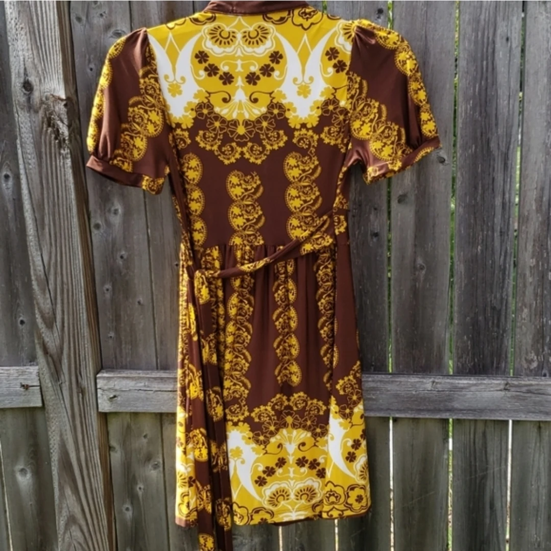 Janette Brown & Yellow Floral Print Midi Dress - photo 5